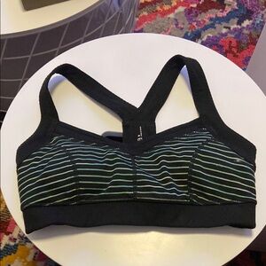 Zella Black and Green Racerback Sports Bra
